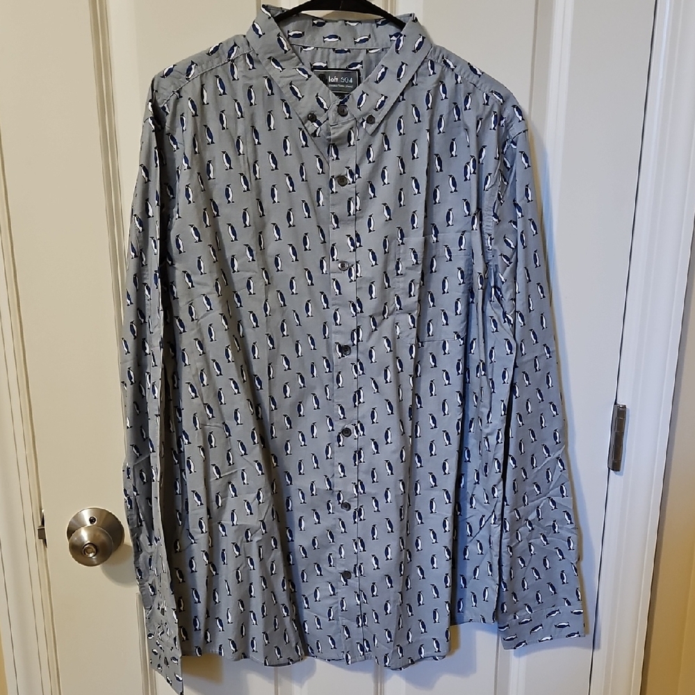 Loft 604 Blue and Gray Penguin Shirt